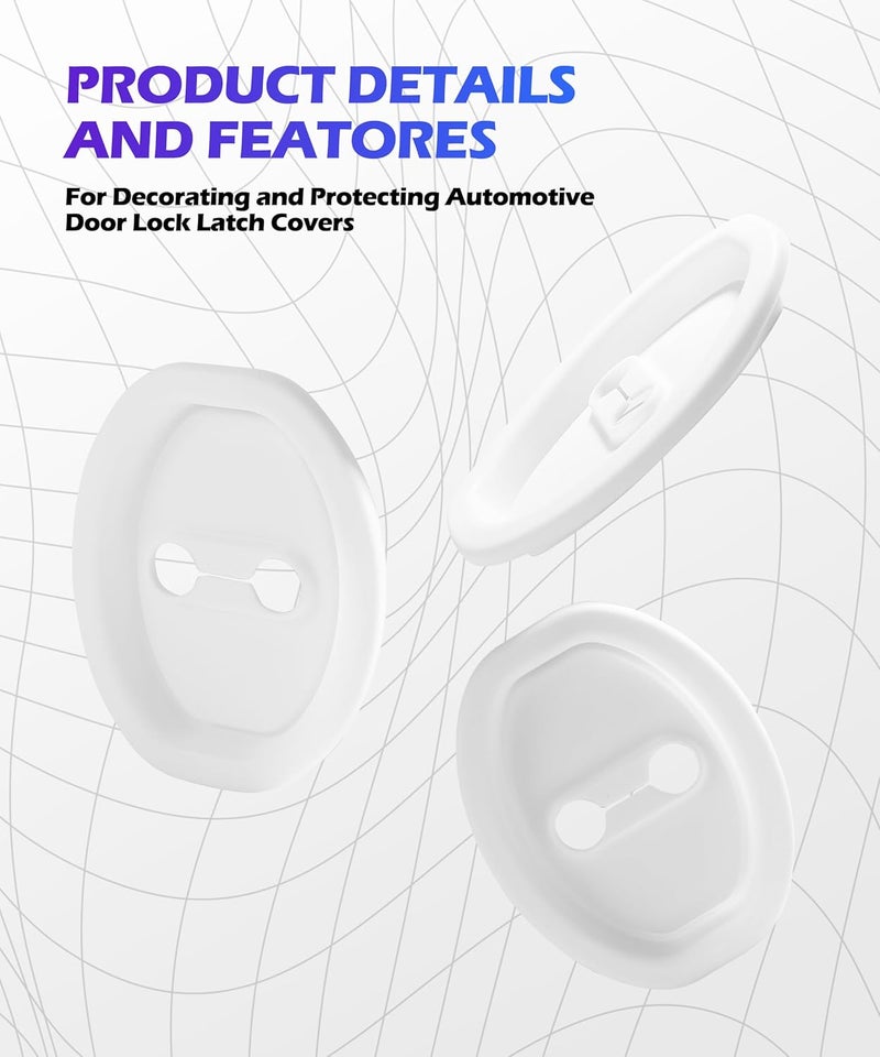 SCUARI 4PCS Car Door Lock Cover,Car Accessories Silicone Silent Car Door Slam Stopper,Universal Self-Adhesive Automotive Decorations&Protects Protector Cover for Cars,Suitable for Most Vehicle (White) - Image 3
